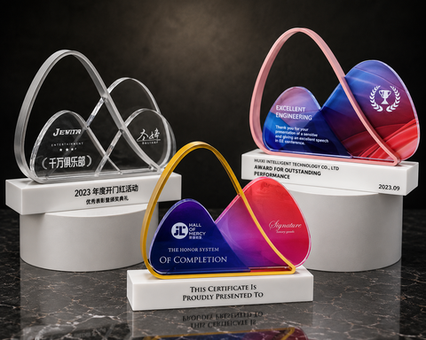 Heartline Crystal Recognition Award - custom glass awards with your logo